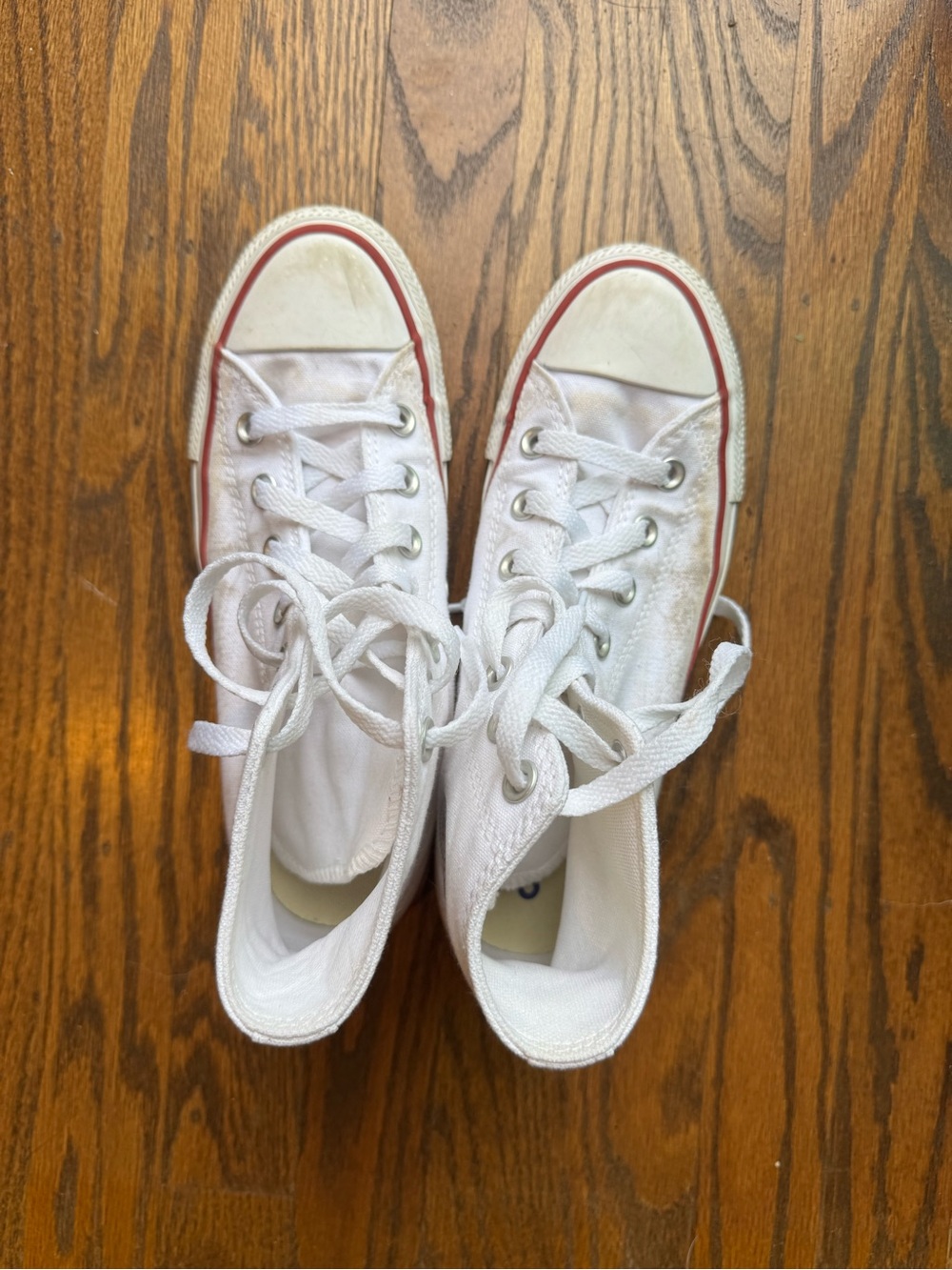 Women’s Converse Chuck Taylor White Canvas High-Top Sneakers with Red Trim